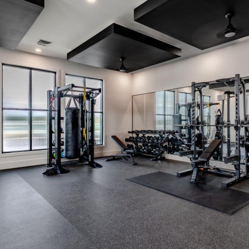 a gym with exercise equipment